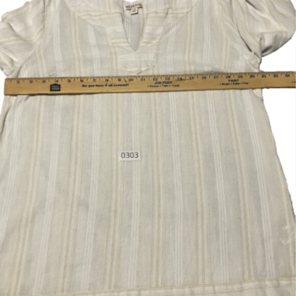 Merona Ladies Large Dual Color 3/4 Sleeve V Neck Cotton Blouse - Picture 13 of 13